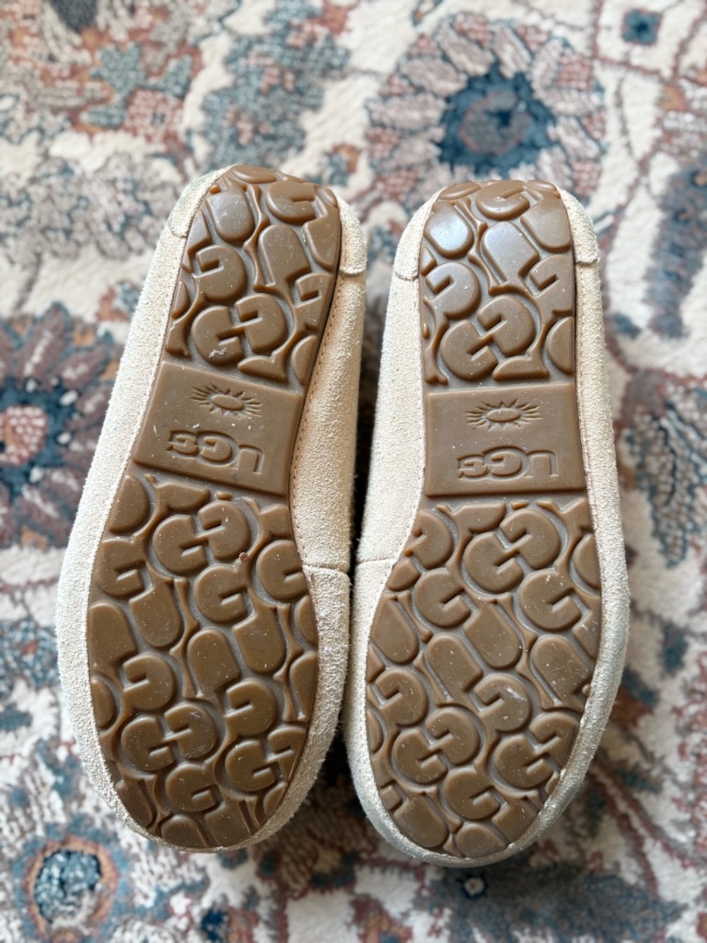 UGG Women's Pom-Pom Moccasin Slippers - Light Beige - Picture 2 of 5